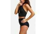 Cross Wrap Halter High Waist Bikini Set