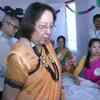 Governor Najma Heptulla casts her vote at a polling station in Imphal