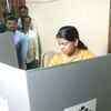 DMK Lok Sabha candidate from Thoothukudi, Kanimozhi casts her vote at a polling station in Chennai's Alwarpet
