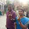 DC Deepa Cholan and her husband NWKRTC MD Rajendra Cholan show their inked fingers. "Polling is going on smoothly in all 1,872 booths in Dharwad district, Karnataka," said Deepa Cholan.