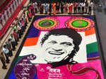 Rangoli in Sachin's honour