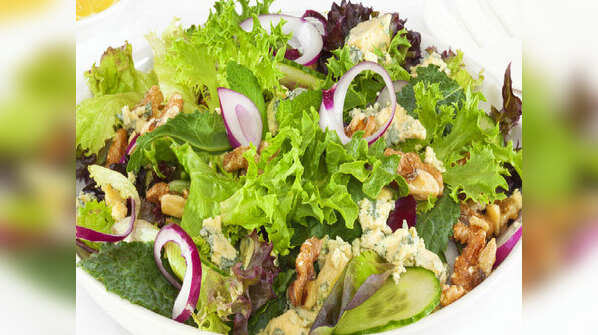 Leafy Greens with Onion and Walnut Salad