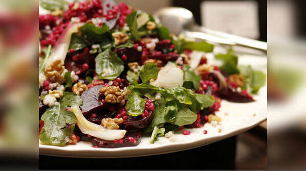Roasted Beets, Spring Onion, Barley and Walnuts Salad