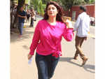 Twinkle Khanna arrives at a polling booth