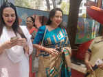 Hema Malini, Esha Deol Takhtani come out to cast their vote
