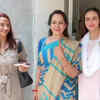 BJP's Lok Sabha candidate from Mathura, Hema Malini, and her daughters Esha Deol and Ahana Deol after casting their vote in Vile Parle