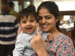Toddler's excitement over inked finger