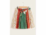 Scarf Print Pleated Belted Skirt