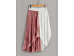 Two Tone Pleated Asymmetrical Skirt