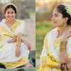 Article image for: Invites Kerala’s New Year in a stunning kasavu saree on the beachside