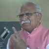 Haryana chief minister Manohar Lal Khattar casts his vote at a polling booth in Karnal