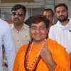 BJP candidate Sadhvi Pragya Singh Thakur after casting her vote in Bhopal.