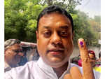 ​Sambhit Patra clicks selfie with his inked finger