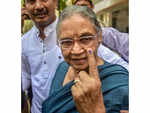 ​Sheila Dikshit snapped outside the polling booth