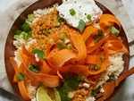 Cauliflower Rice Bowl with Carrots, Lentils and Yogurt