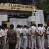 Outside a counting center for Jadavpur constituency, from where Mimi Chakraborty of TMC is comfortably ahead