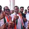 Komatireddy Reddy brothers at counting Centre in Bhuvanagiri constituency.
