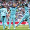 Ben Stokes and Jofra Archer celebrate the wicket of Kagiso Rabada