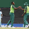 Lungi Ngidi celebrates the wicket of Ben stokes