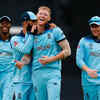Ben Stokes reacts after England win