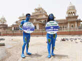 PETA members protest against the use of leather products