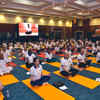 250 diplomats of 56 countries performing yoga together
