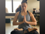 Bipasha Basu practices Yogasana
