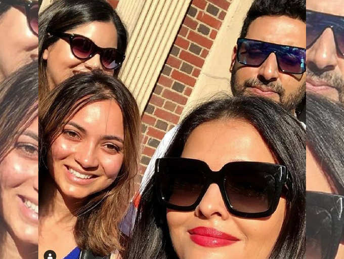 Photo: Aishwarya Rai and Abhishek Bachchan pose for a sun-kissed selfie with fans in NYC
