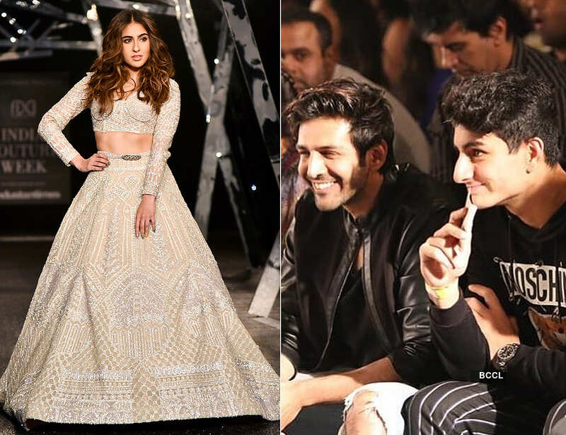 Kartik Aaryan and Ibrahim cheer for Sara Ali Khan as she walks the ramp