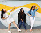 The Jagdish sisters, Vaibhavi, Vainidhi and Vaisiri, pose for their movie, Yaana