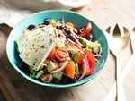 Salad with chopped pita