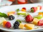 Fruit-cheese kabobs