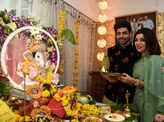 Television stars welcome Ganpati at their home