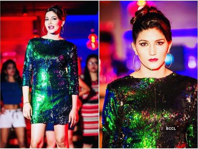 ​Sapna Choudhary flaunts her perfect figure in a shimmery green dress