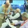 Visual: PM Modi briefed at Isro monitoring centre