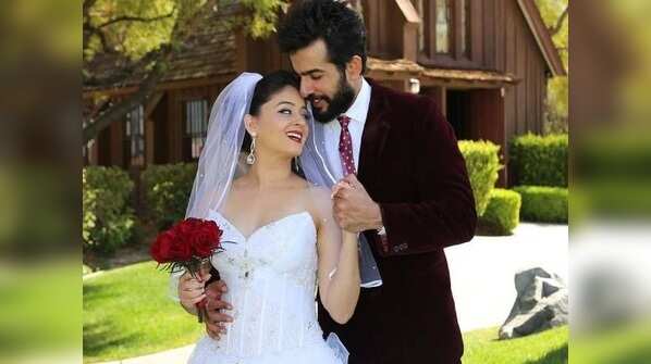 Picture of Jay Bhanushali and Mahhi Vij from their church wedding