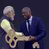 Mayor of Houston Sylvester Turner presents the 'Key to Houston' to PM Modi as a mark of respect, solidarity and long standing India-Houston relationship