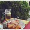 Lasagne and beer lunch