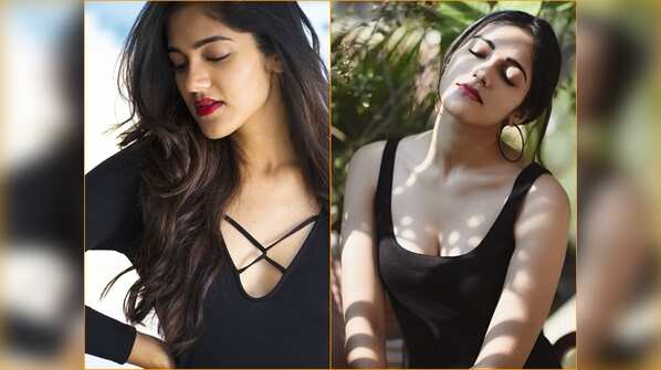 Flaunting her fabulous figure in black