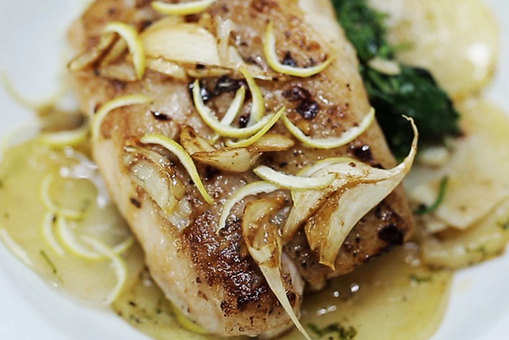 Red Snapper with Lemon Garlic on Spinach Bed