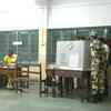 Mock polling underway at polling booth -144 for the Nagpur South-West constituency