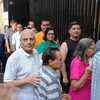 People standing outside GD Somani school at Cuffe Parade in Mumbai to vote