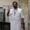 Thane bjp candidate Sanjay Kelkar voting