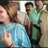 Haryana: TikTok star Sonali Phogat who is contesting on a BJP ticket from Adampur constituency, after casting her vote. She is up against senior Congress leader Kuldeep Bishnoi.