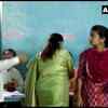Congress leader Sushil Kumar Shinde with wife Ujwala and daughter Praniti Shinde cast their votes at a polling booth in Solapur. Praniti Shinde is contesting elections as Congress candidate from Solapur Central.
