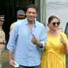 Former tennis player Mahesh Bhupati, wife and actor Lara Dutta after casting their vote at a polling booth in Bandra (West)