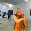 Haryana CM Manohar Lal Khattar after excercising  his vote in Karnal