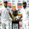 Umesh and Shami pose with Freedom Trophy