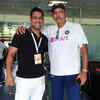 Dhoni poses with head coach Shastri after the match