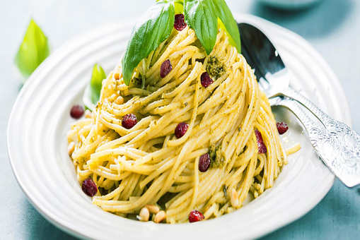 Cranberry Pesto Spaghetti with Basil